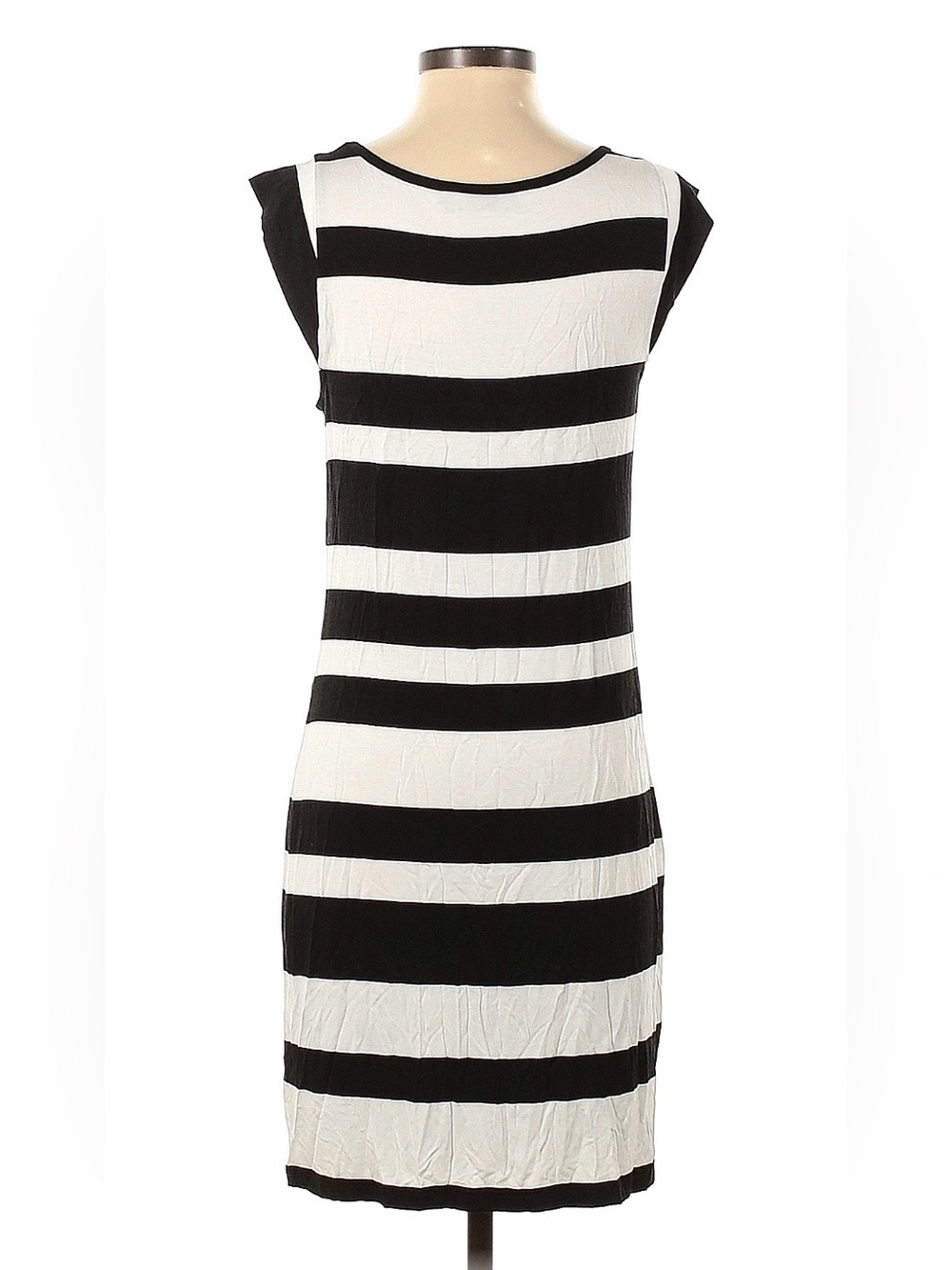 Apt. 9 Black White Striped Stretch Midi Dress Size Small